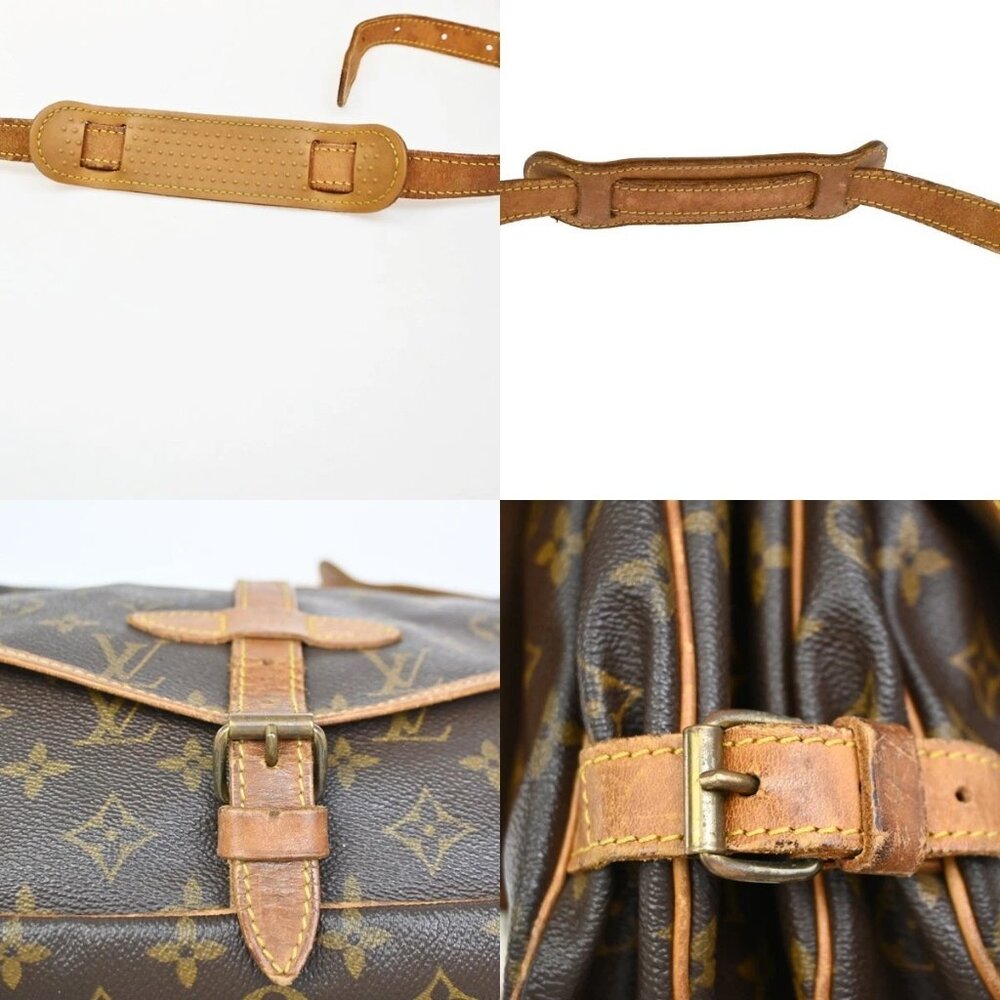 LOUIS VUITTON Logo Saumur MM Shoulder Bag Monogram Leather Brown M40710 64ZA077 - Picture 14 of 16